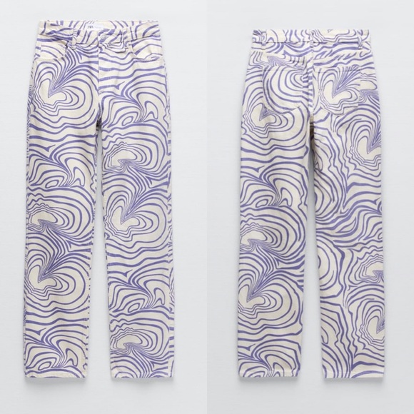 ZARA PRINTED STRAIGHT LEG JEANS - Picture 5 of 10